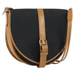 Authentic SAINT LAURENT Shoulder Bag PVC Leather Black Gold